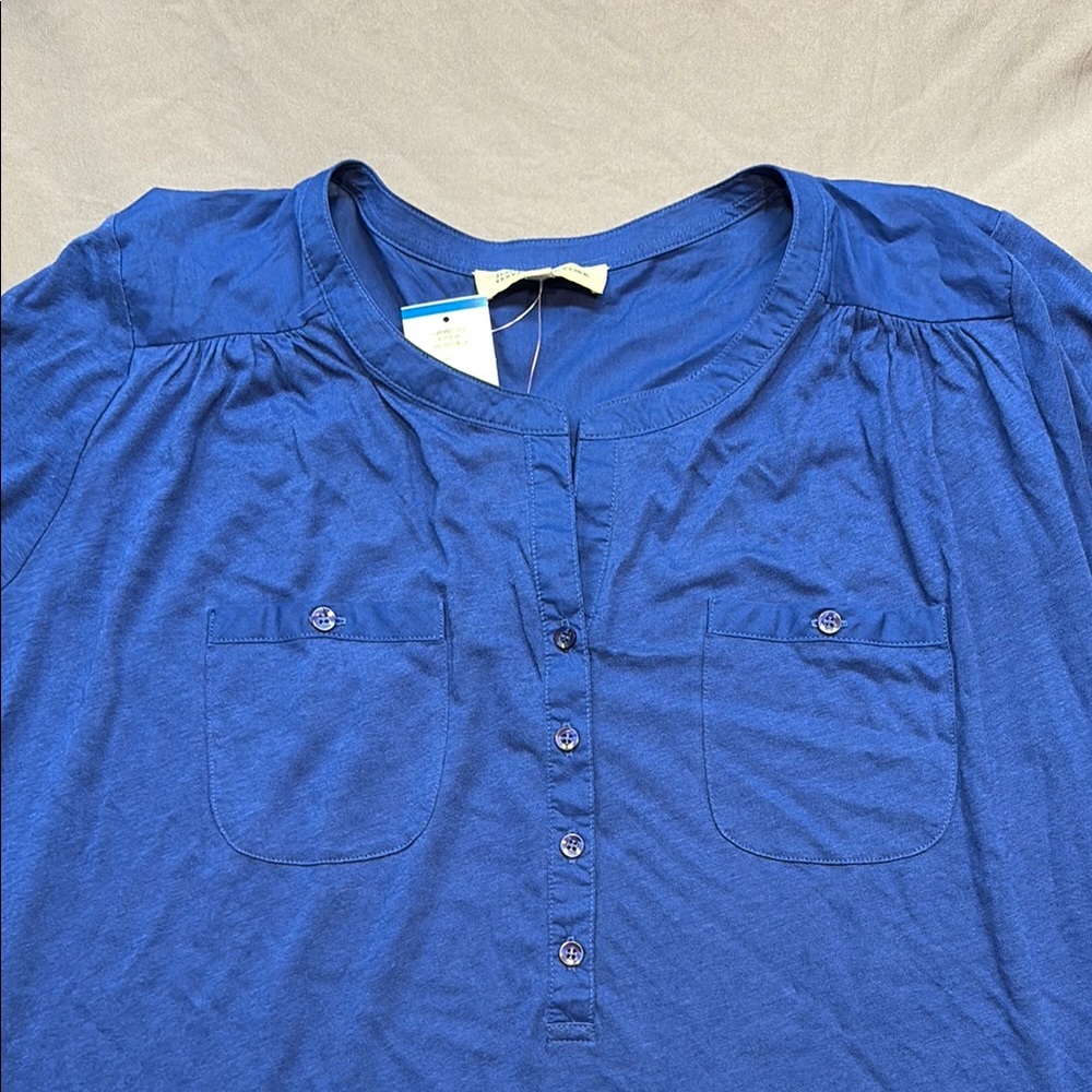 Jones New York Sport Twilight Blue‎ Popover Tunic Blouse Plus Size 1X NWT